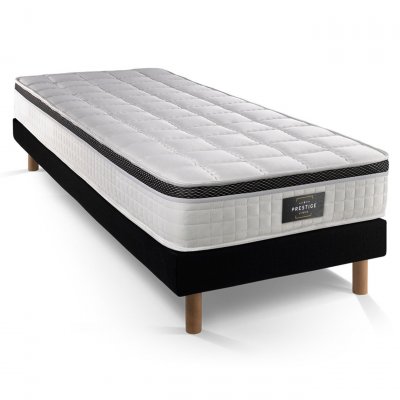 PRESTIGE LITERIE Ensemble Privil&egrave;ge 90x200 M&eacute;moire de forme 5 zones sommier noir