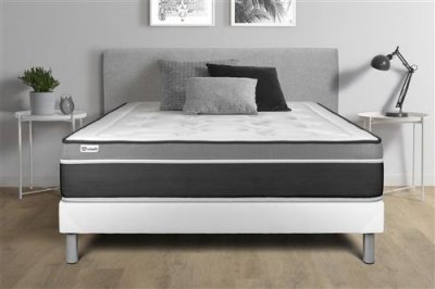 VITALIT Ensemble Ressorts et M&eacute;moire de forme 140x200cm kit Blanc