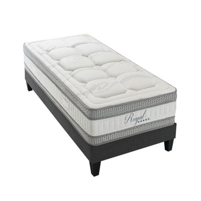 OLYMPE LITERIE Ensemble royal 5* 90x200 cm matelas m&eacute;moire de forme + sommier bois mi-ferme