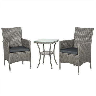 OUTSUNNY Ensemble salon de jardin 2 places gris