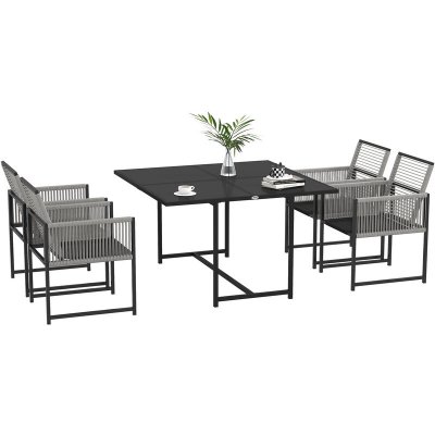 OUTSUNNY Ensemble salon de jardin design Acapulco encastrable 4 places 5 pi&egrave;ces