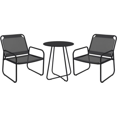 OUTSUNNY Ensemble salon jardin 3 pi&egrave;ces 2 fauteuils lounge et table ronde gris