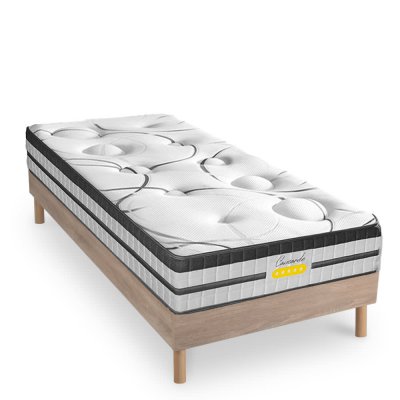 MAISON AUBERTIN Ensemble sommier bois et Matelas Concorde Ressorts ensach&eacute;s Accueil m&eacute;moire - 26cm - 90x200cm