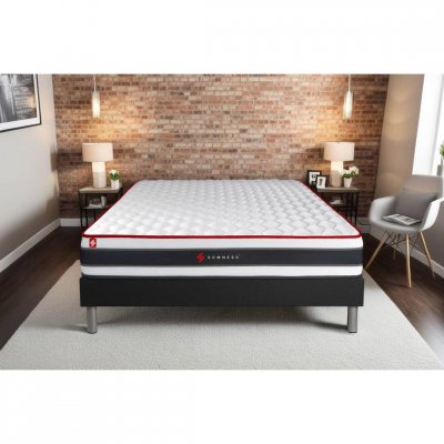 Ensemble sommier et matelas ressorts ensaches et memoire de forme
