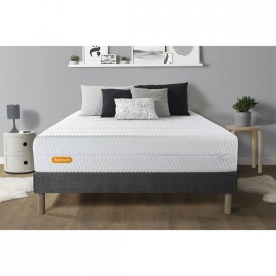 SEPTNUITS Ensemble sommier matelas 90x190 Memo bio M&eacute;moire de forme - 26 cm - Equilibr&eacute; - sommier gris 