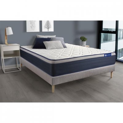 ACTISOM Ensemble sommier matelas 90x200 Actiflex max - 26 cm - Ferme - sommier kit gris
