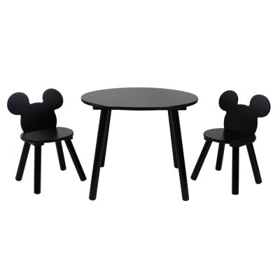 MICKEY MOUSE Ensemble table basse et 2 chaises  noires