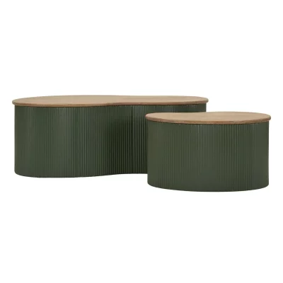 Ensemble Table Basse Francfort Verte 2 Pi&egrave;ces 87 X 53x32 - 50 X 35x28