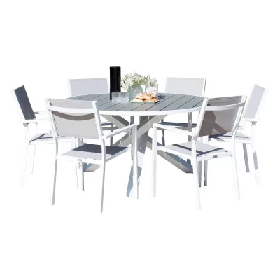 GENERIQUE Ensemble Table de Jardin & 6 Chaises ""Parma"" 140cm Gris