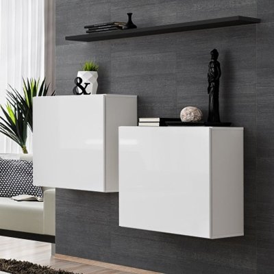 Ensemble TV - 3 &eacute;l&eacute;ments - Blanc et noir 110 cm