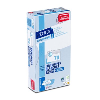 GPV Enveloppe 110 x 220 mm 80 g sans fen&ecirc;tre blanche - Bo&icirc;te de 70 - 