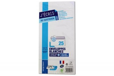 GPV Enveloppes 110x220  - blanches - auto-adh&eacute;sives - 90 g - paquet de 25