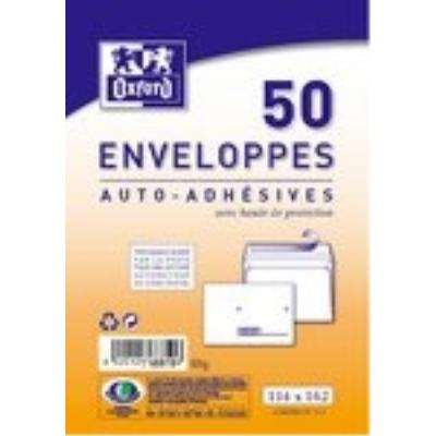 OXFORD Enveloppes pr&eacute;cas&eacute;es 110x220 La Couronne - blanches - auto-adh&eacute;sives - 80 g - paquet de 50