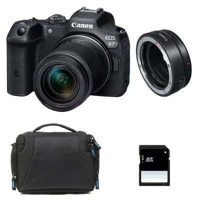CANON EOS R7 + RF-S 18-150mm F3.5-6.3 IS STM + Sac + Carte SD 8 Go + Bague EF-EOS R 