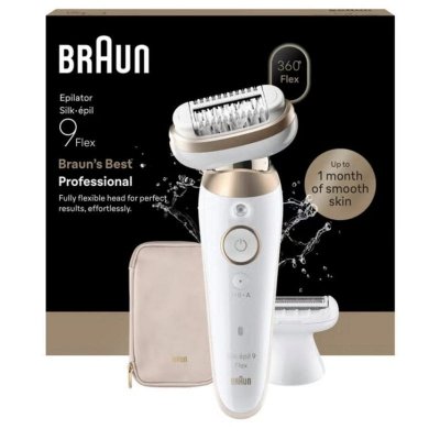 BRAUN Epilateur &eacute;lectrique - - SES9-030 3D - 2 modes - 50 min - Etanche - Blanc / Or