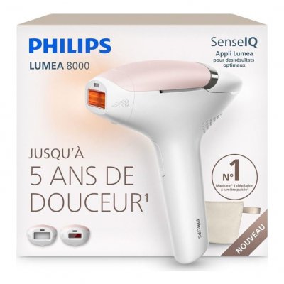 PHILIPS Epilation semi-d&eacute;finitive  Epilateur &agrave; lumi&egrave;re puls&eacute;e Lumea Series 8000 BRI932/00 Blanc Rose