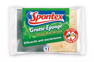 SPONTEX Eponge &Agrave; R&eacute;curer Grattantes Antibact&eacute;rienne  - Le Lot De 2