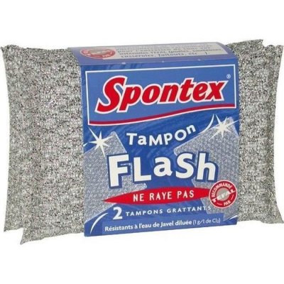 SPONTEX Eponge &Agrave; R&eacute;curer Grattants Flash  - Les 2 Tampons