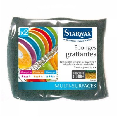 STARWAX Eponge verte grattante  - Vendu par 2
