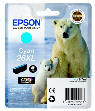 EPSON  Cartouche C13T26324012 26XL - Cyan