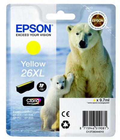EPSON  Cartouche C13T26344012 26XL- Yellow