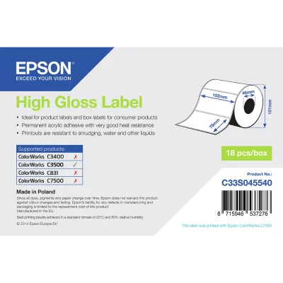 EPSON  High Gloss Label Die Cut 102 Mm 415 Labels Blanc
