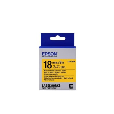 EPSON  LK-5YBW - Adh&eacute;sif Fort - Noir sur Jaune - 18mmx9m