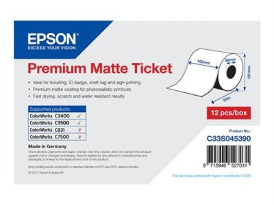 EPSON  Lot de 12 Rouleaux MATTE TICKET 102MM X 50M pour TM-C3400