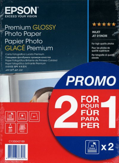 EPSON  Premium Glossy Photo Paper - A4 - 2x 15 Feuilles