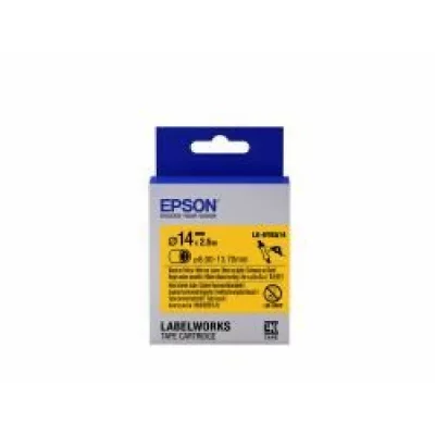 EPSON  Ruban LK-6YBA14 - Gaine thermor&eacute;tractable HST Noir/Jaune d14/2,5