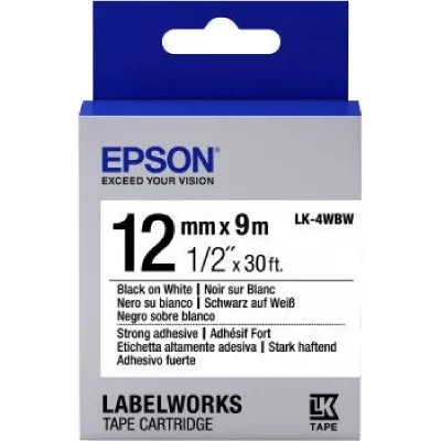 EPSON Ruban LK4WBW - Noir sur blanc  - 12mm