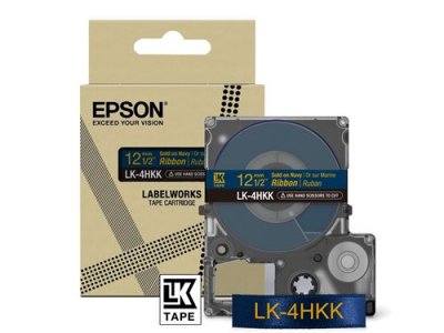 EPSON  Ruban satin LK-4HKK or sur fond bleu marine 12 mm