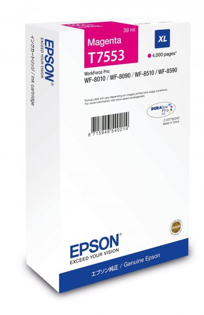 EPSON  T7553 - 39 ml - XL - magenta - original - bo&icirc;te - cartouche d'encre 