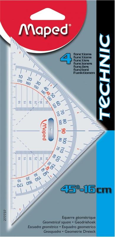 GENERIQUE Equerre 180&deg; en plastique - MAPED - Hypot&eacute;nuse 16cm