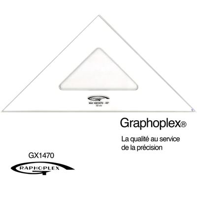 GRAPHOPLEX Equerre 45&deg; 3 bords anti-taches 32 cm -  {couleur}