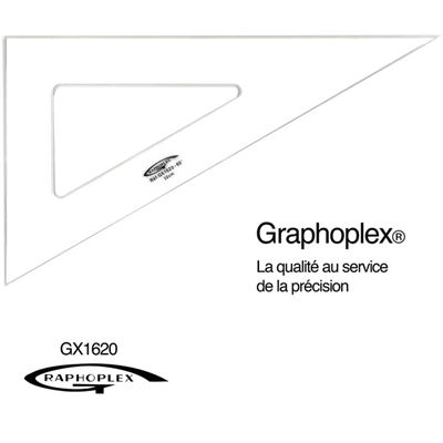 GRAPHOPLEX Equerre 60&deg; 3 bords anti-taches 32 cm -  {couleur}