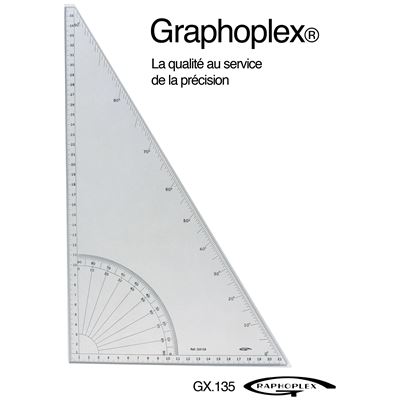 GRAPH IT Equerre/rapporteur 60&deg; graduations en degr&eacute;s bords droits - graphoplex