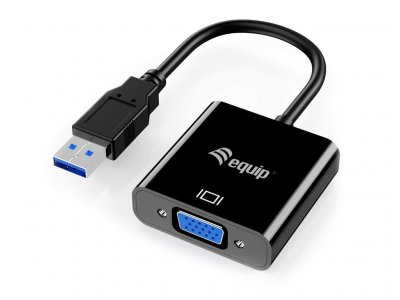UNISEX Equip 133384 Adaptateur USB 3.0 vers VGA Noir 1920 x 1080/60 Hz