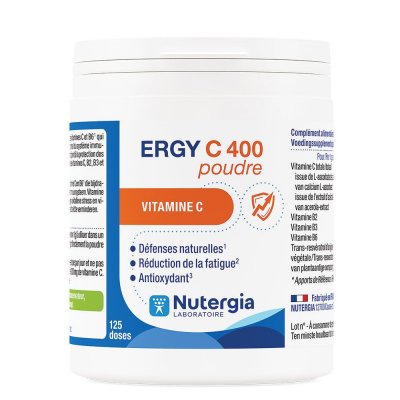 NUTERGIA ERGY C 400 Compl&eacute;ment alimentaire &agrave; base de vit C, vit B et de trans-resv&eacute;ratrol. - Pot de 125g