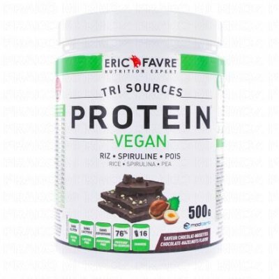 ERIC FAVRE  Tri Sources - Prot&eacute;ine v&eacute;gan saveur chocolat noisette 500gr