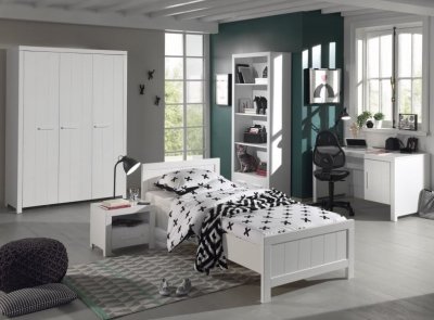 ERIK Lit simple + Bureau + chevet + armoire 3 portes+ Lit gigogne