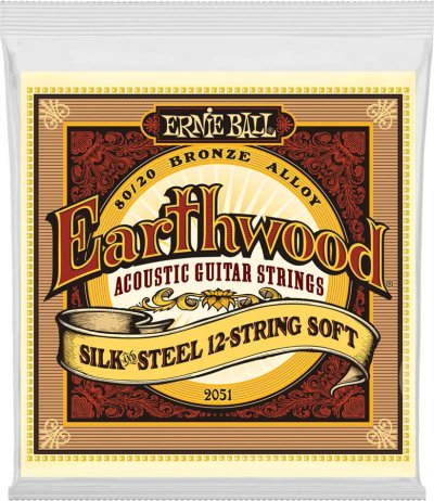 ERNIE BALL  2051 - Jeu De 12 Cordes Guitare Acoustique - Earthwood 80/20 Bronze - Soft Silk&steel