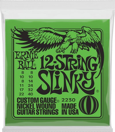 ERNIE BALL  2230 12 String Slinky Green Jeu De Cordes Pour Guitare &Eacute;l. 12 Cordes