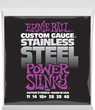 ERNIE BALL  2245 Stainless Steel Power Slinky Jeu De Cordes Guitare &Eacute;l.