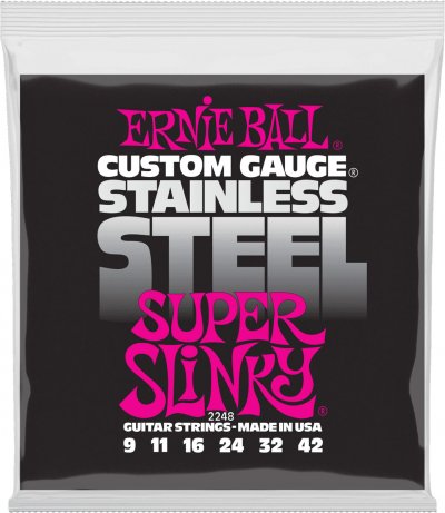 ERNIE BALL  2248 Stainless Steel Super Slinky Jeu De Cordes Guitare &Eacute;l.