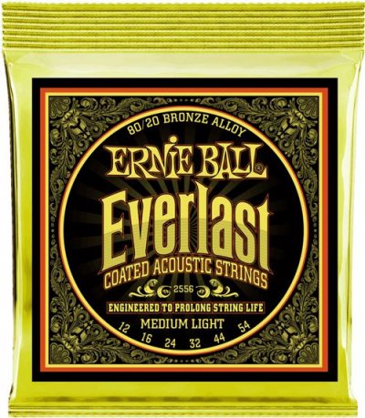 ERNIE BALL  2556 Everlast Coated Bronze Medium Light Jeu De Cordes Folk