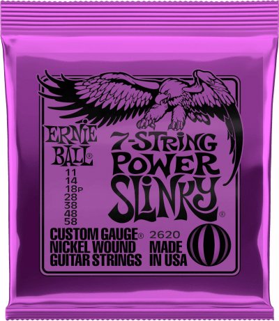 ERNIE BALL  2620 - Jeu De 7 Cordes Guitare &Eacute;lectrique - Power Slinky - 11-58