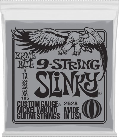 ERNIE BALL  2628 - Jeu De 9 Cordes Guitare &Eacute;lectrique - Slinky 9-105
