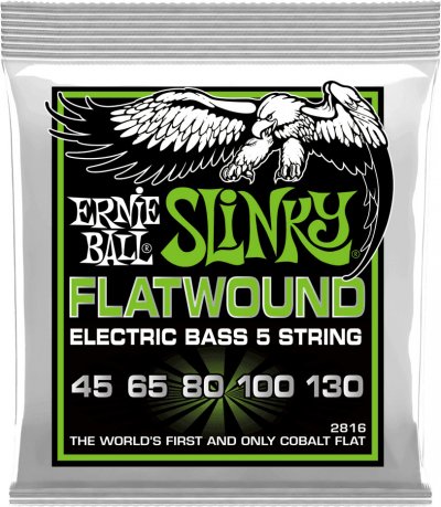 ERNIE BALL  2816 - Jeu de 5 cordes basse Regular Slinky Flatwound- 45-130