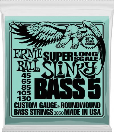 ERNIE BALL  2850 - Jeu De 5 Cordes Basse Slinky Super Long Scale - 45-130